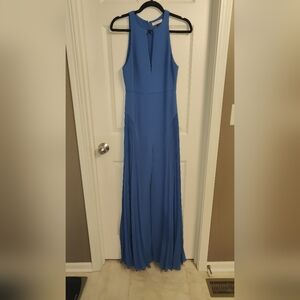 Halston Heritage Cobalt Pleated Wide Leg Jumpsuit